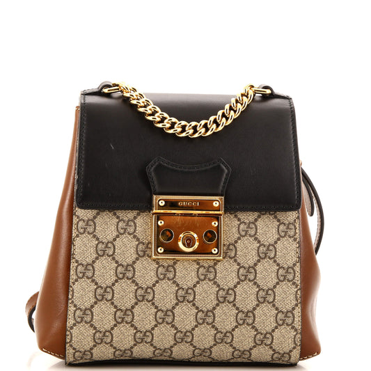 Luxury Gucci Trending 2025 Padlock Backpack GG Coated Canvas and Leather Mini