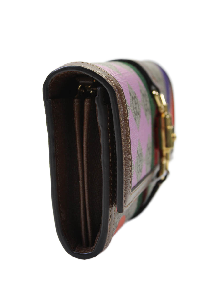 Luxury Gucci Trending 2025 Womens GG Supreme Geometric Jackie 1961 Wallet On Chain Brown Multi