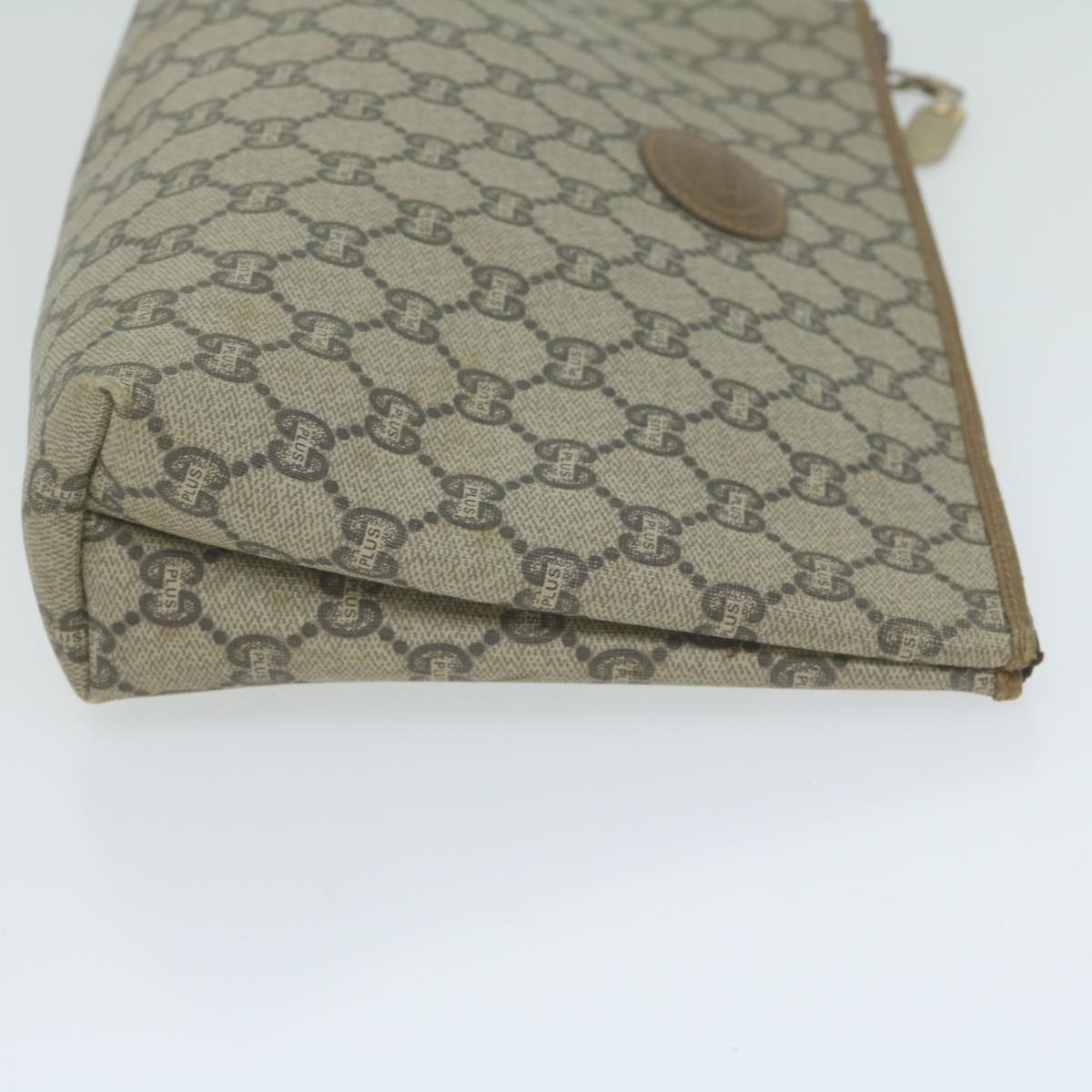 GUCCI GG Plus Supreme Clutch Bag PVC Leather Beige  63606