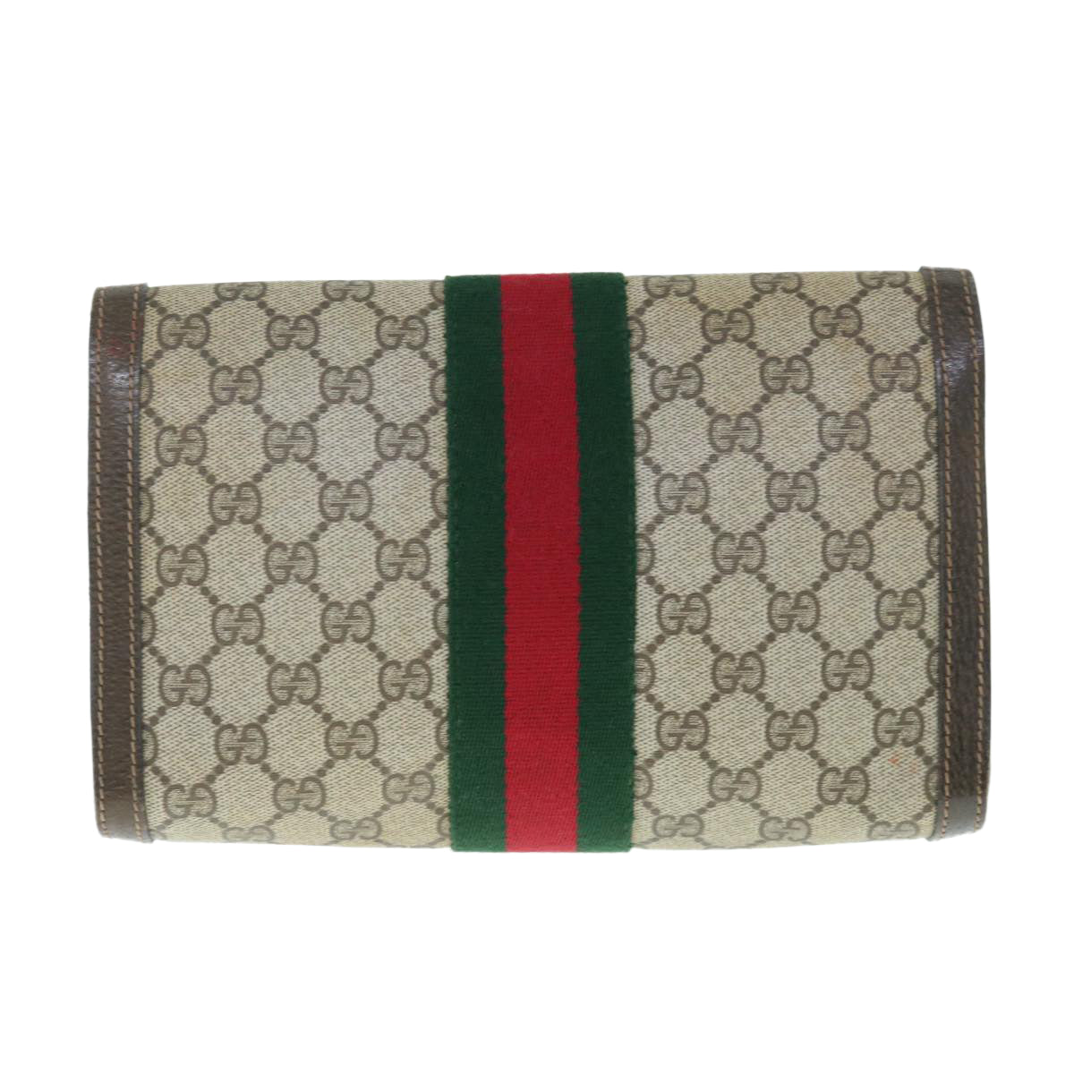 GUCCI Web Sherry Line GG Supreme Clutch Bag Beige Red 41 014 3087 25  63633