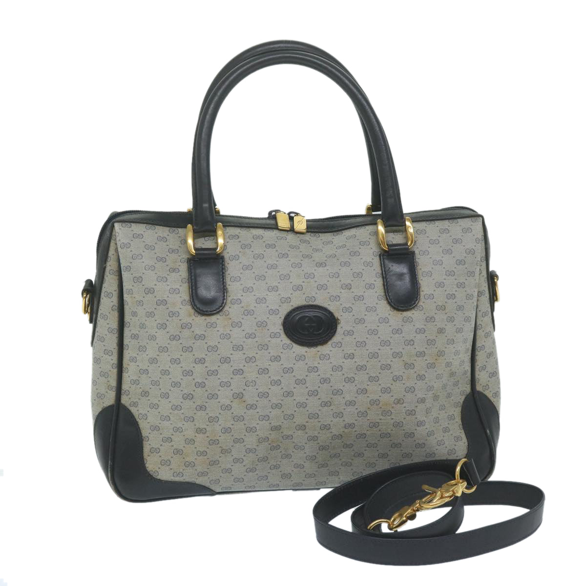 GUCCI Micro GG Supreme Boston Bag PVC Leather Navy 002 58 0033  63666