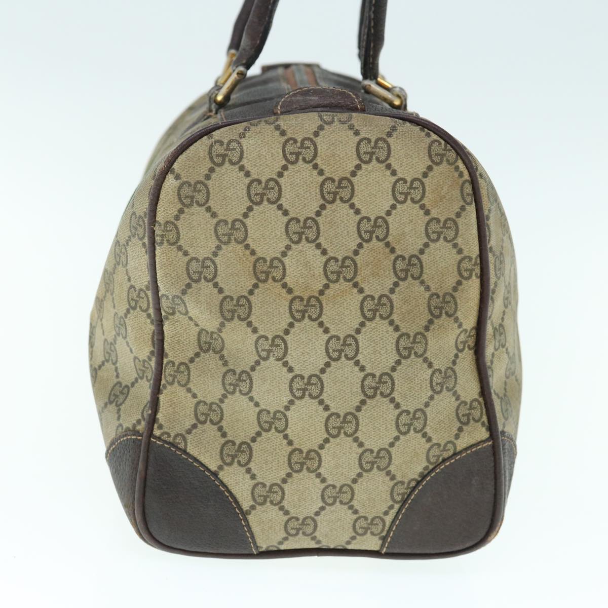 GUCCI GG Supreme Web Sherry Line Boston Bag Vintage Beige Red Green  63691