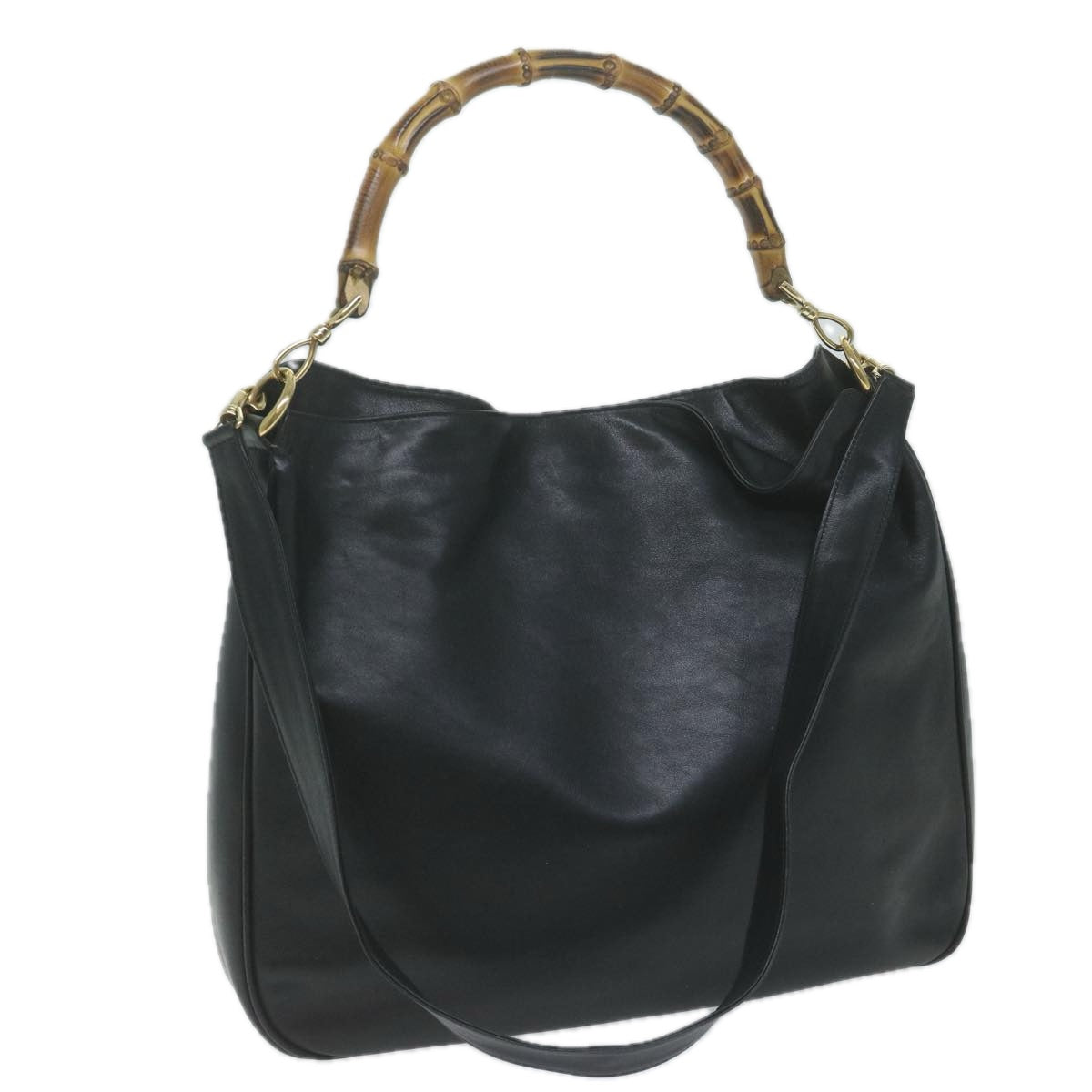 GUCCI Bamboo Shoulder Bag Leather 2way Black  63790