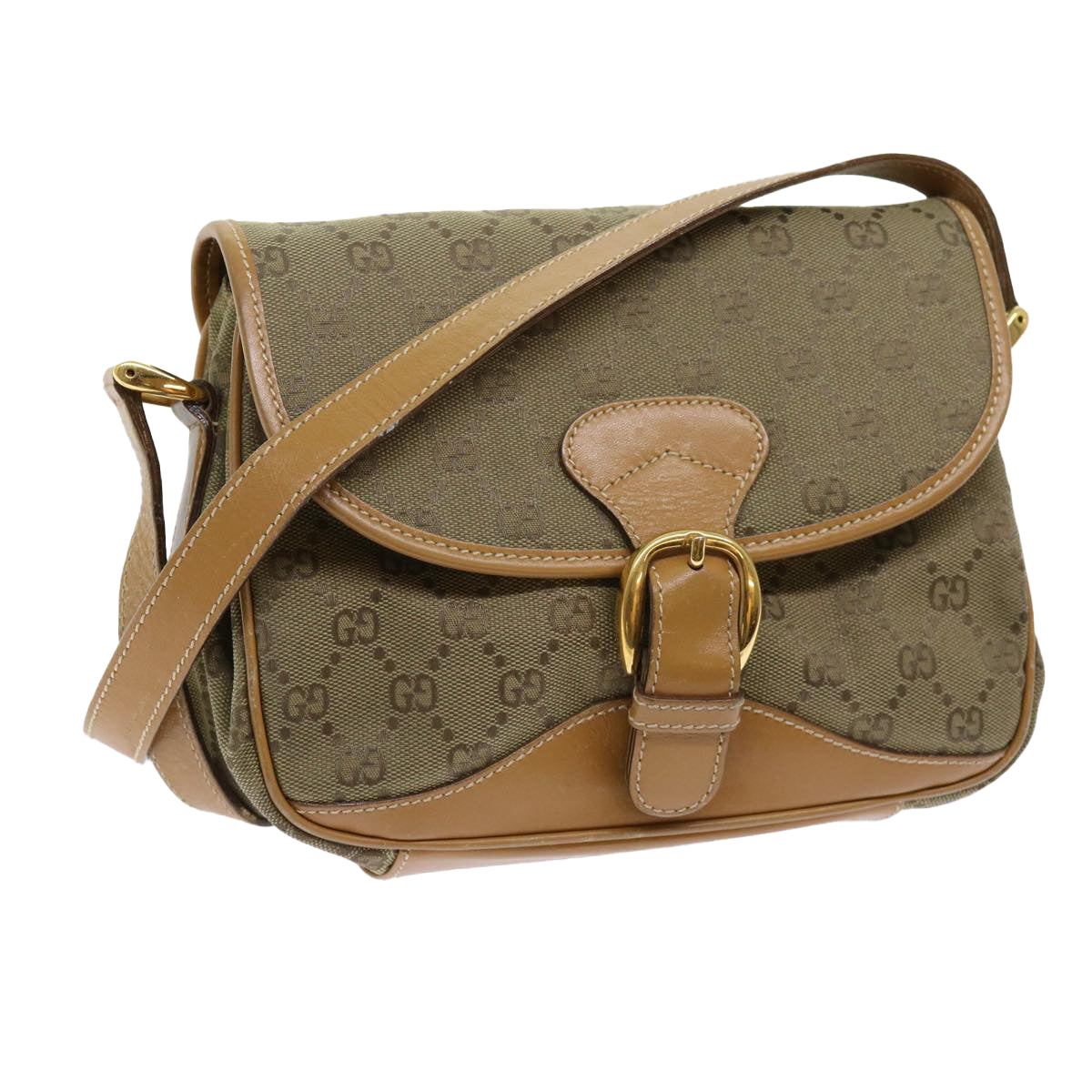 GUCCI GG Canvas Shoulder Bag Khaki 007 2854 0246  63803