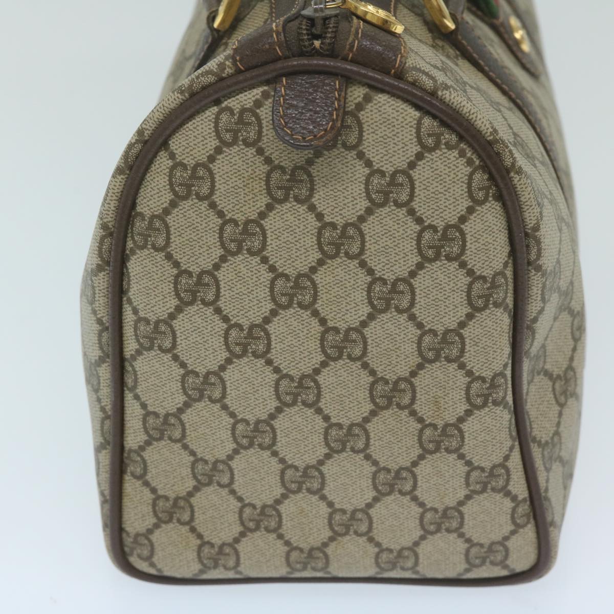 GUCCI GG Supreme Web Sherry Line Boston Bag Beige Red Green  63804