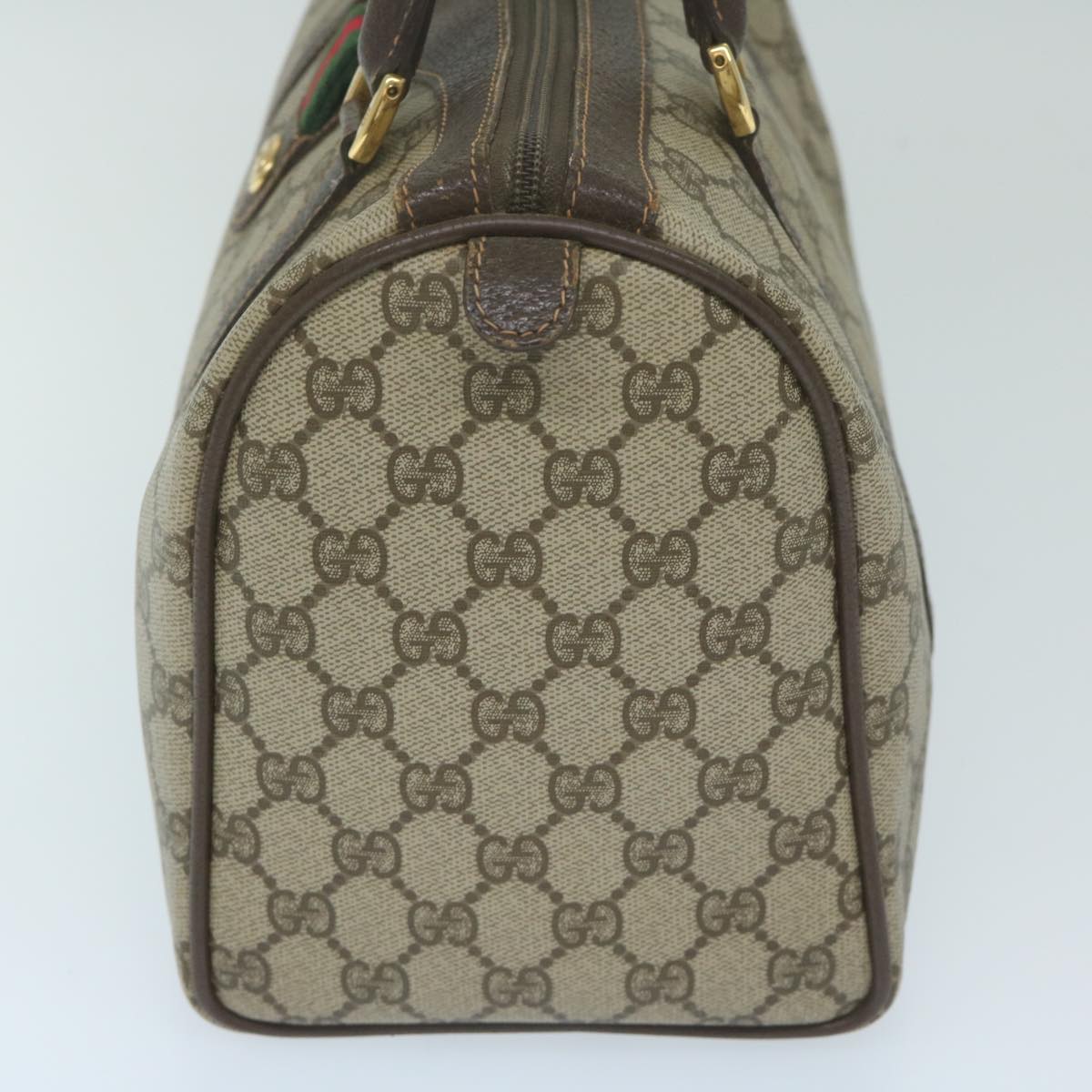 GUCCI GG Supreme Web Sherry Line Boston Bag Beige Red Green  63804