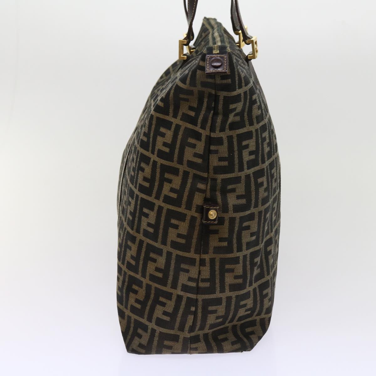 Luxury FendiZucca Canvas Shoulder Bag Black Brown63819