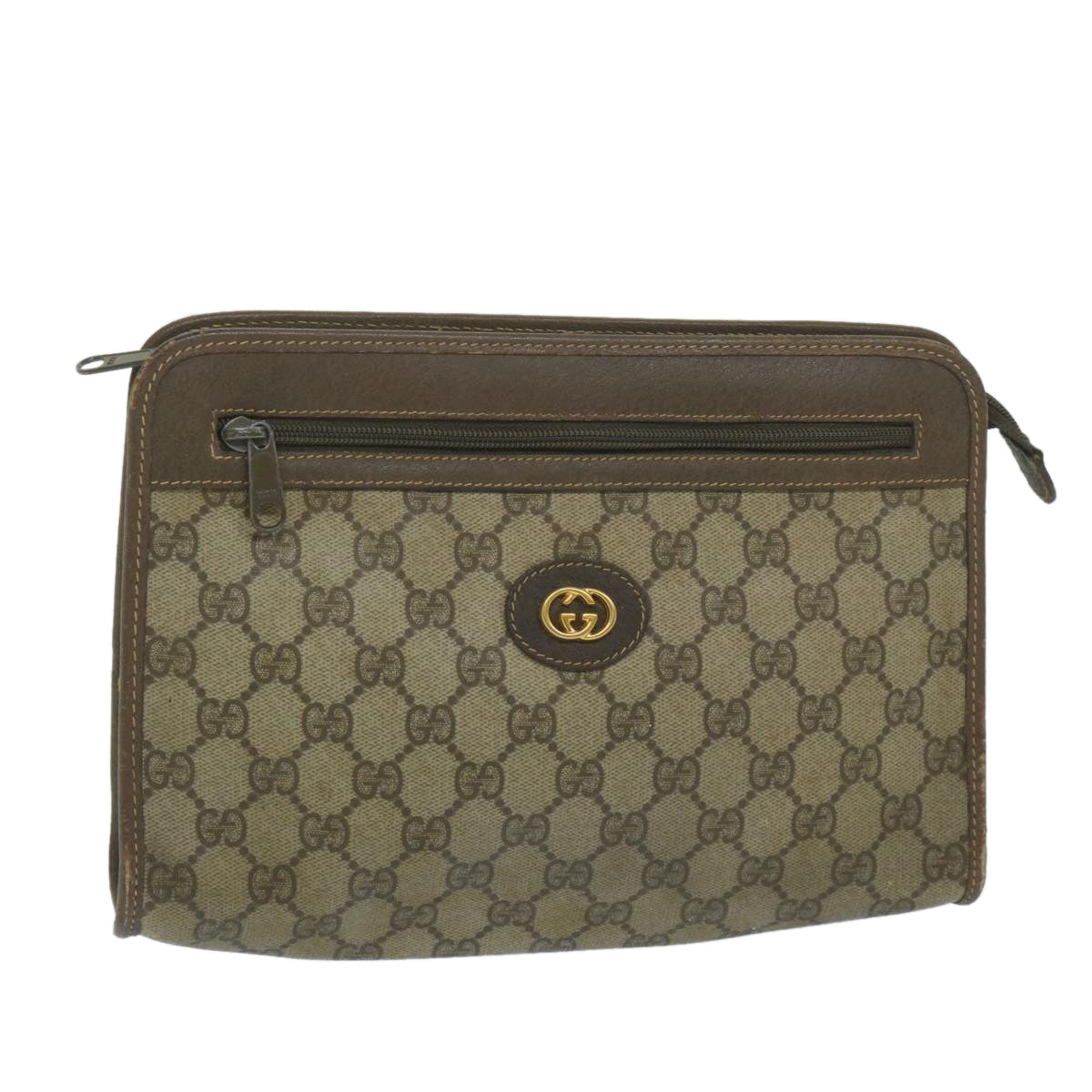 GUCCI GG Supreme Clutch Bag PVC Leather Beige  63836