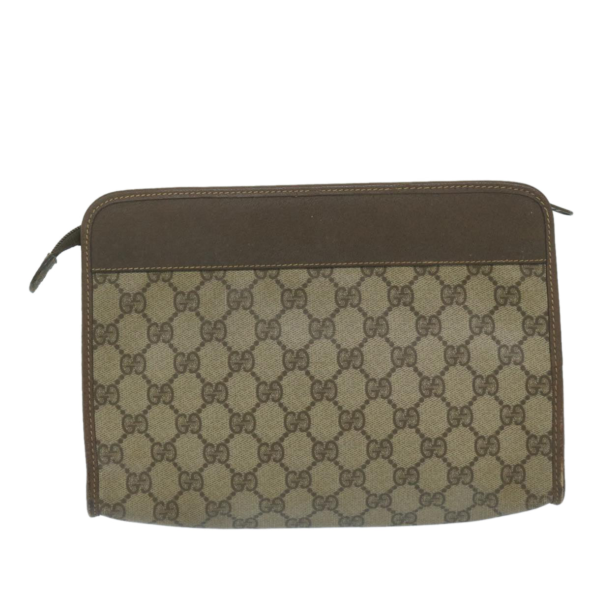 GUCCI GG Supreme Clutch Bag PVC Leather Beige  63836