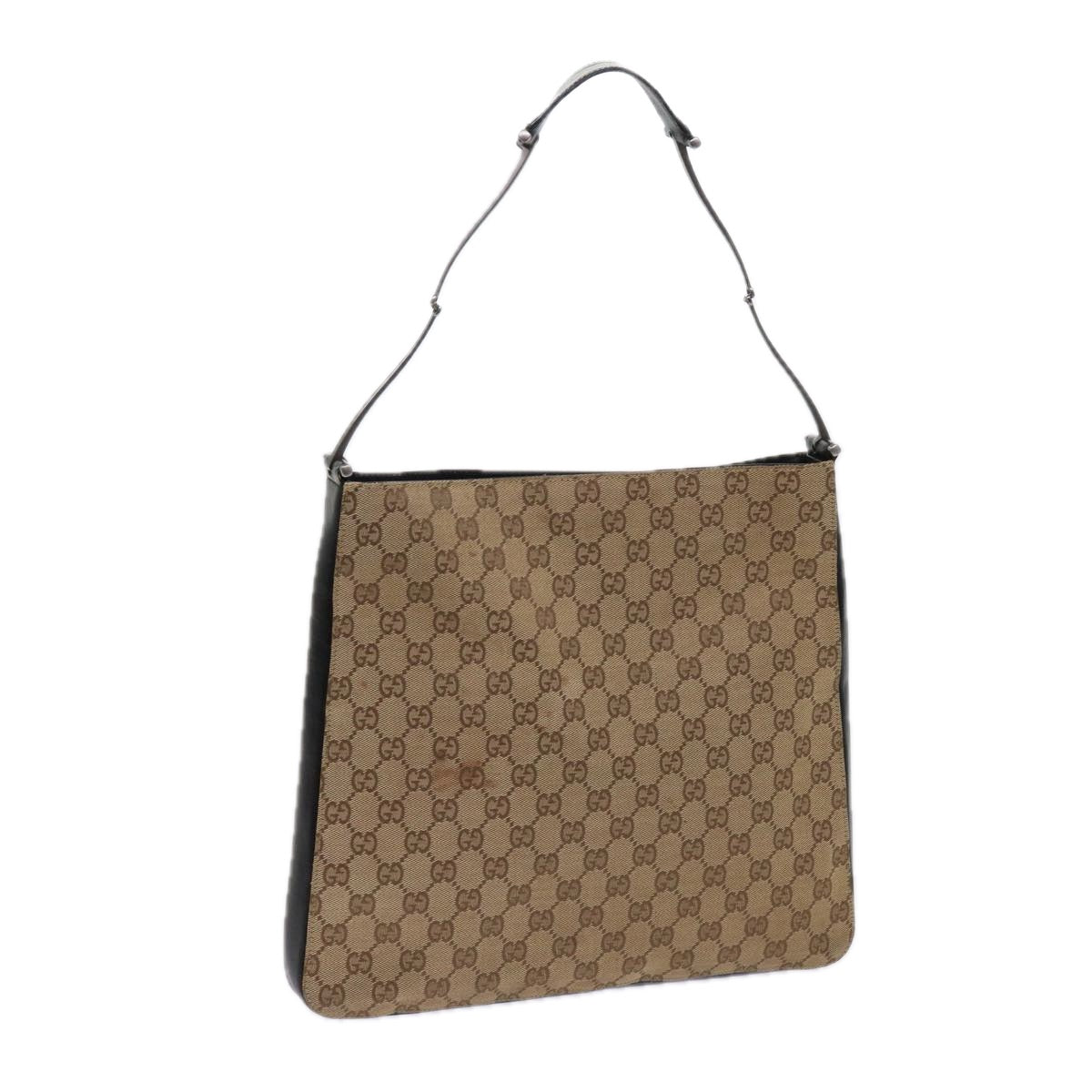 GUCCI GG Canvas Shoulder Bag Beige Black  63863