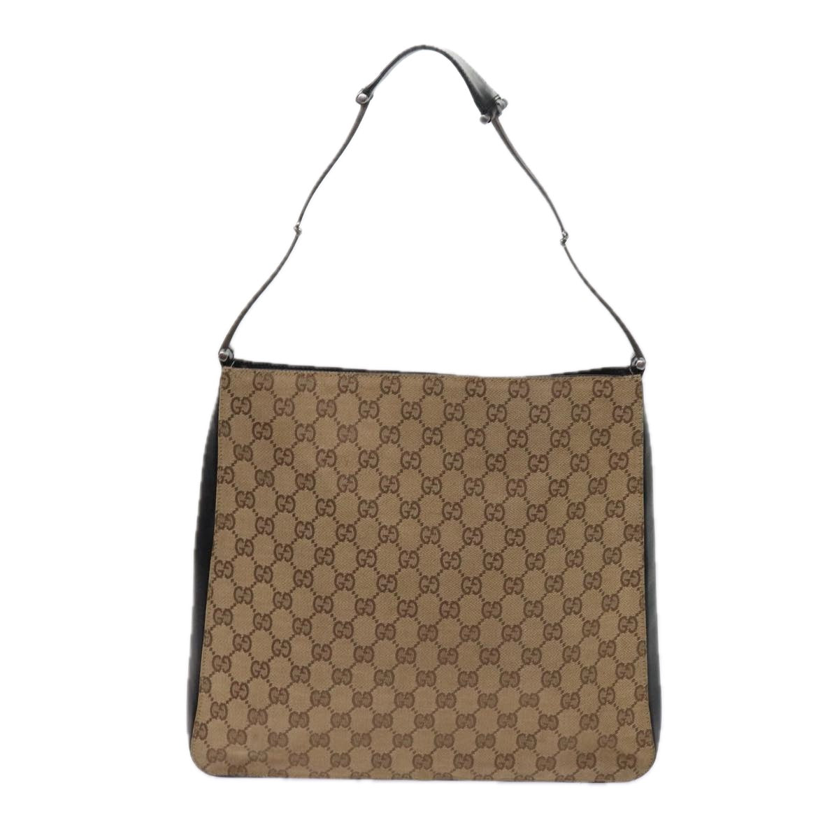 GUCCI GG Canvas Shoulder Bag Beige Black  63863