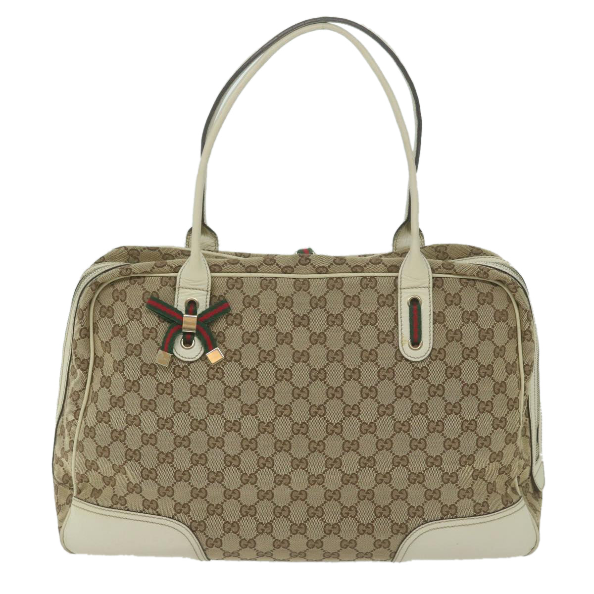 GUCCI GG Canvas Web Sherry Line Shoulder Bag Beige Red Green 162881  63895