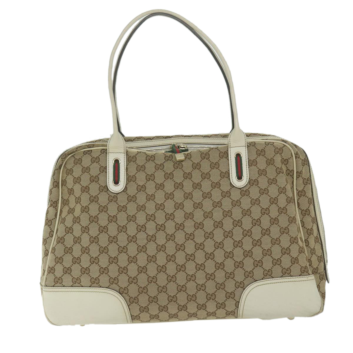 GUCCI GG Canvas Web Sherry Line Shoulder Bag Beige Red Green 162881  63895