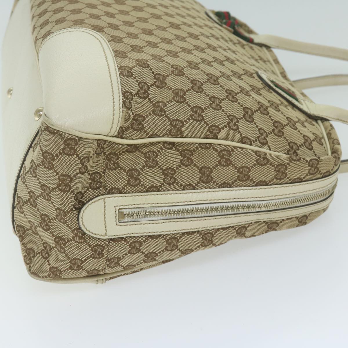 GUCCI GG Canvas Web Sherry Line Shoulder Bag Beige Red Green 162881  63895