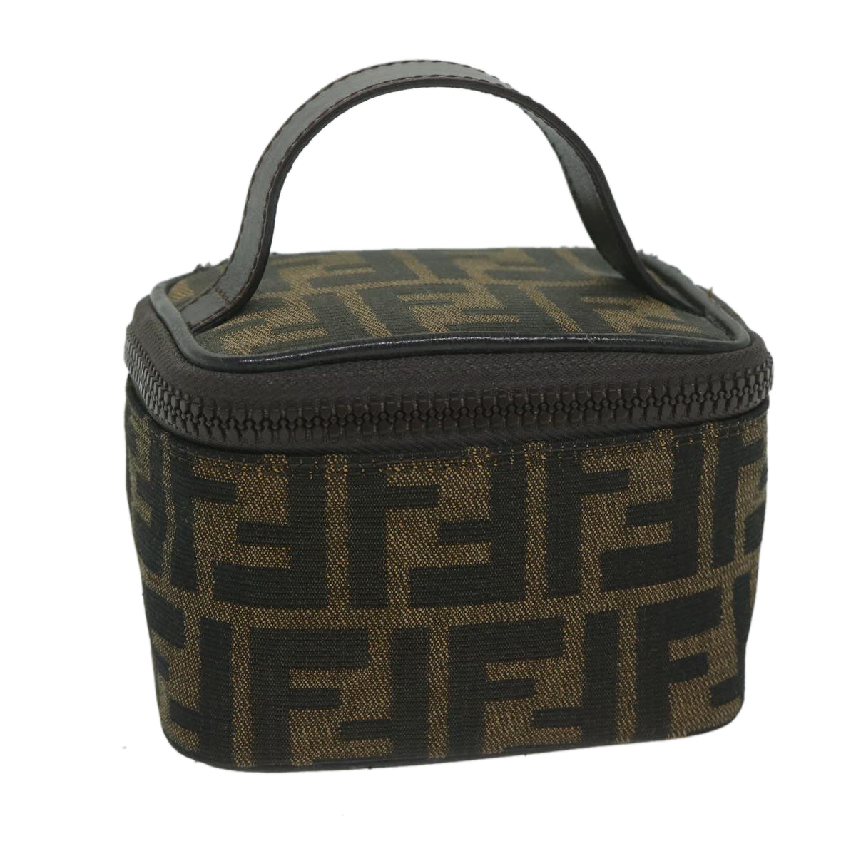 Luxury FendiZucca Canvas Vanity Pouch Brown Black63932