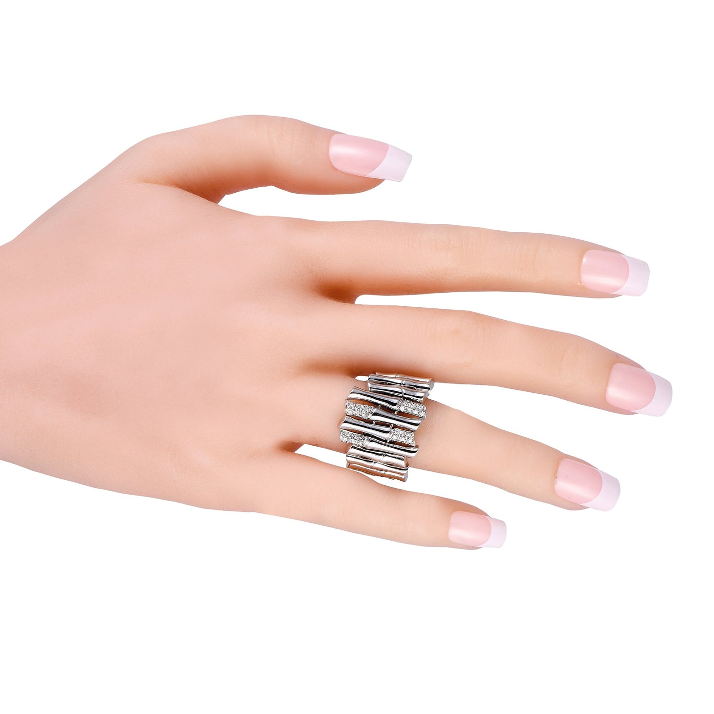 Luxury Gucci Trending 2025 Bamboo 18K White Gold 0.40ct Diamond Ring GU10-080824