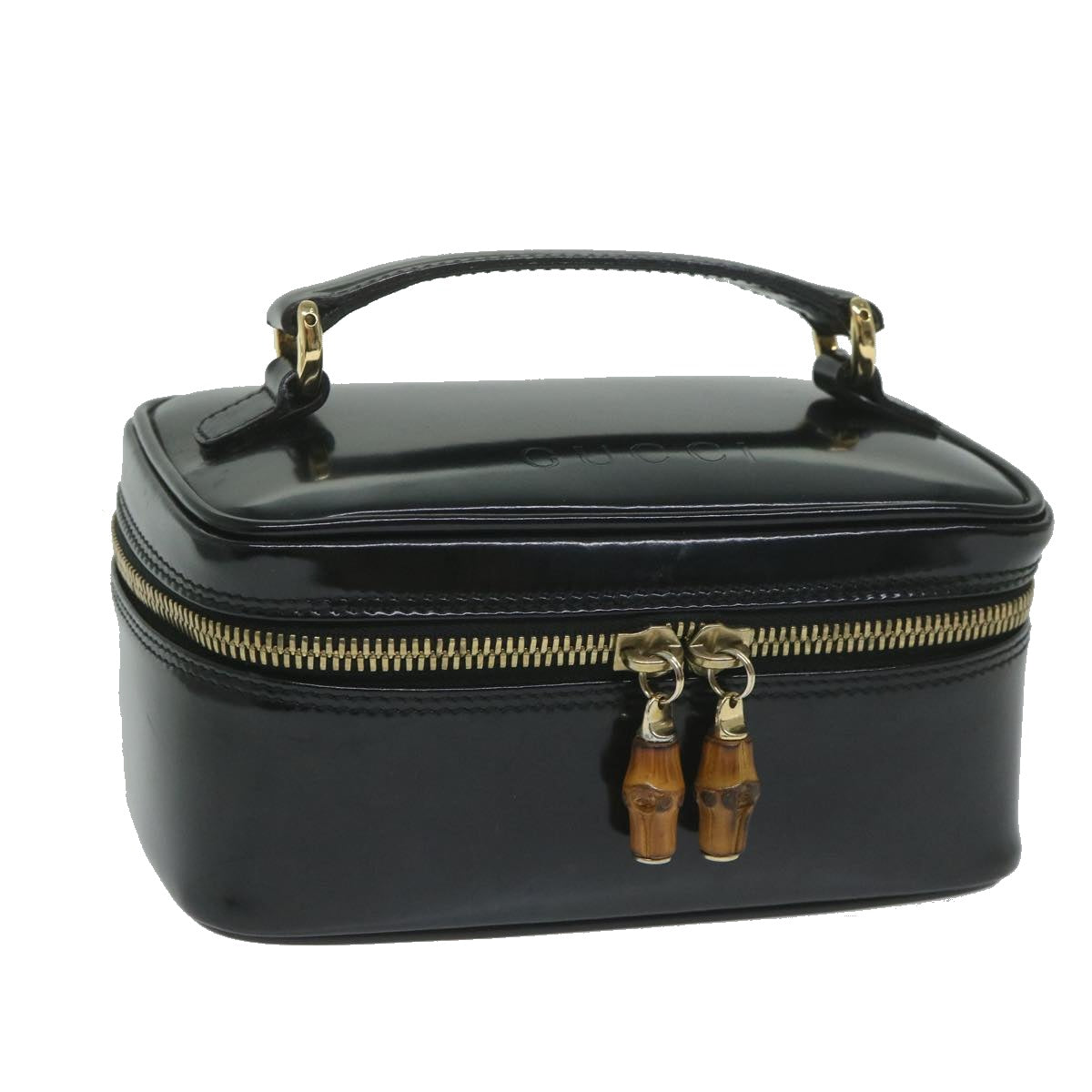 GUCCI Vanity Cosmetic Pouch Patent leather Black 032 1956 0151  63941