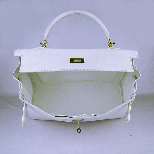 Luxury Hermes Kelly 35cm Togo Leather Handbag White/Golden