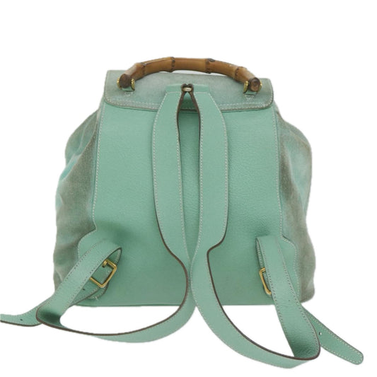 GUCCI Bamboo Backpack Suede Light Blue  63986