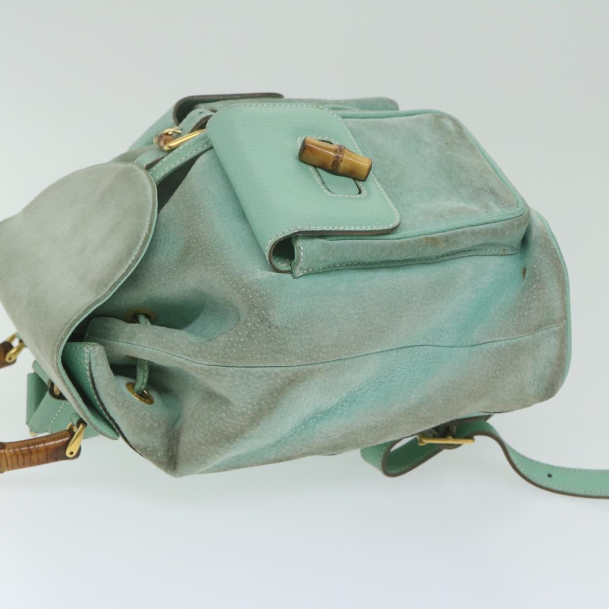 GUCCI Bamboo Backpack Suede Light Blue  63986