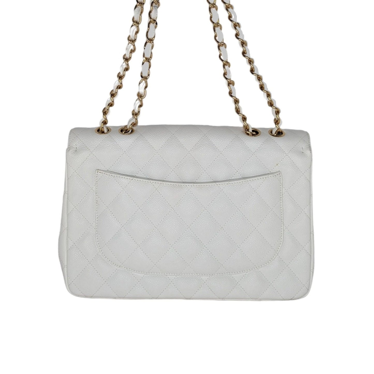 Chanel bags Vintage Classic Quilted Caviar Single White Jumbo Flap