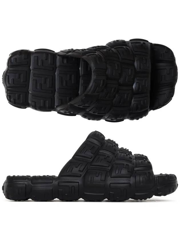 Luxury Fendi Logo Cloud Rubber Slippers Black