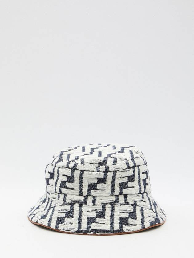 Luxury Fendi FF Denim Bucket Hat Blue