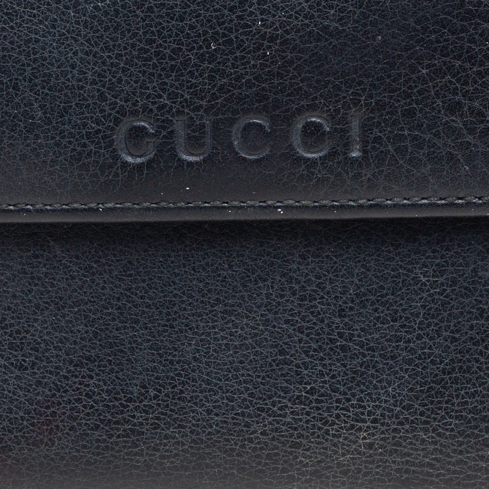 Luxury Gucci Trending 2025 Black Leather French Trifold Wallet..