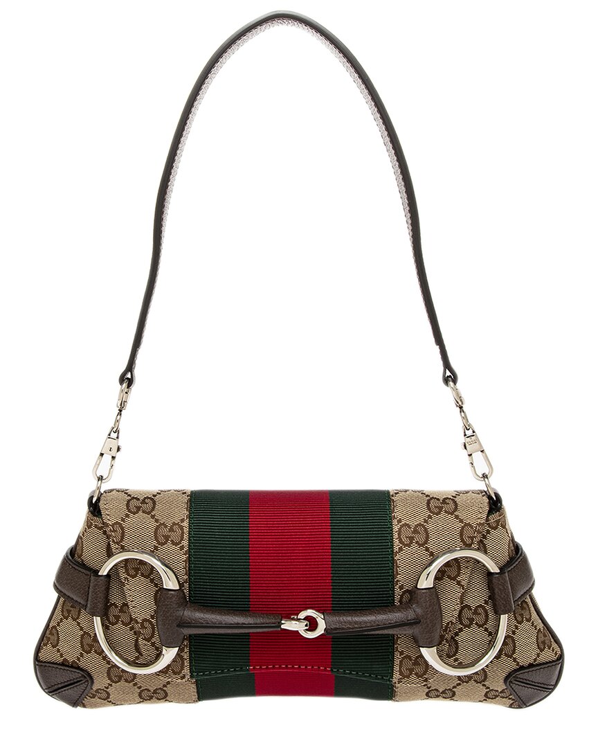 Luxury Gucci Trending 2025 Horsebit Small Canvas & Leather Shoulder Bag
