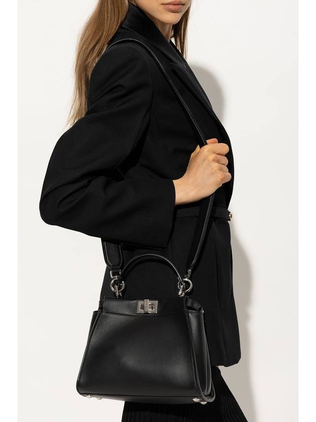 Luxury Fendi Peekaboo Mini Leather Tote Bag Black