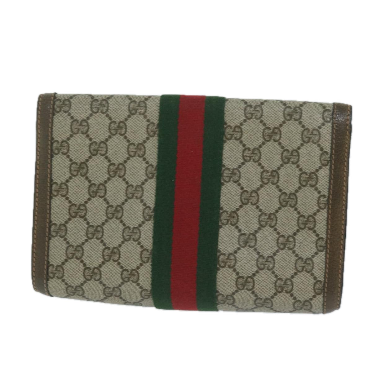GUCCI GG Supreme Web Sherry Line Clutch Bag Beige Red Green 89 01 006  64125