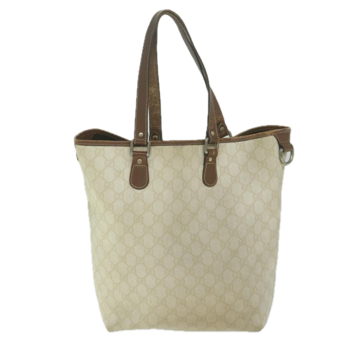 GUCCI GG Supreme Tote Bag PVC Leather Cream 189896  64280