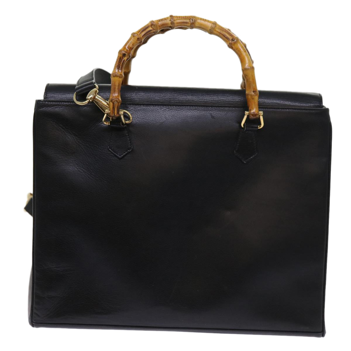 GUCCI Bamboo Hand Bag Leather 2way Black 002 2855 0322 0  64369