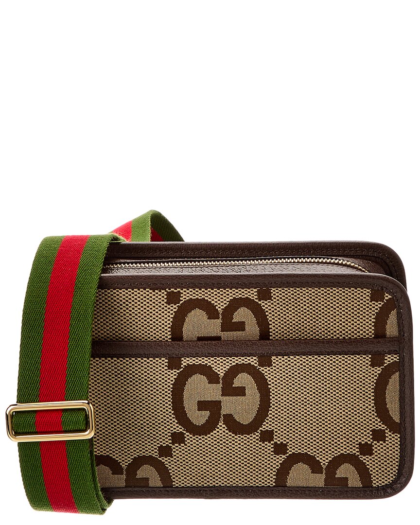 Gucci Jumbo GG Canvas & Leather Messenger Bag