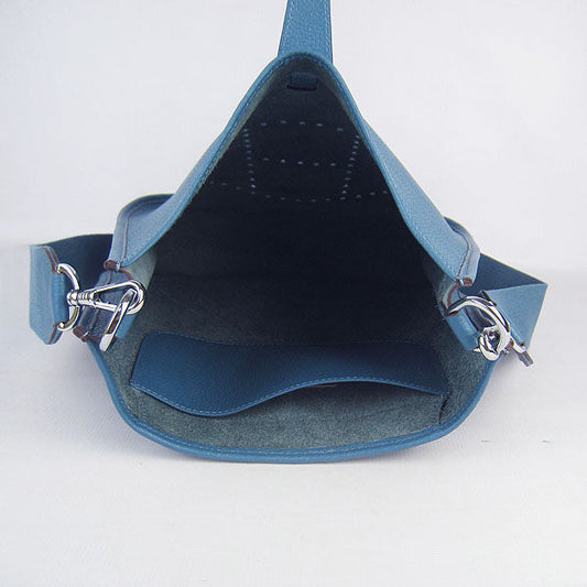 Luxury Hermes Evelyne I handbag H6309 blue silver