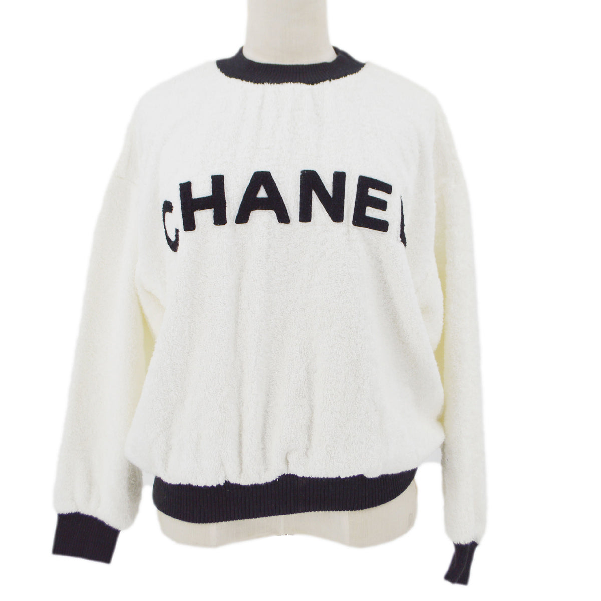 Luxury Chanel Cruise 1993 flocked-logo terry cloth sweatshirt