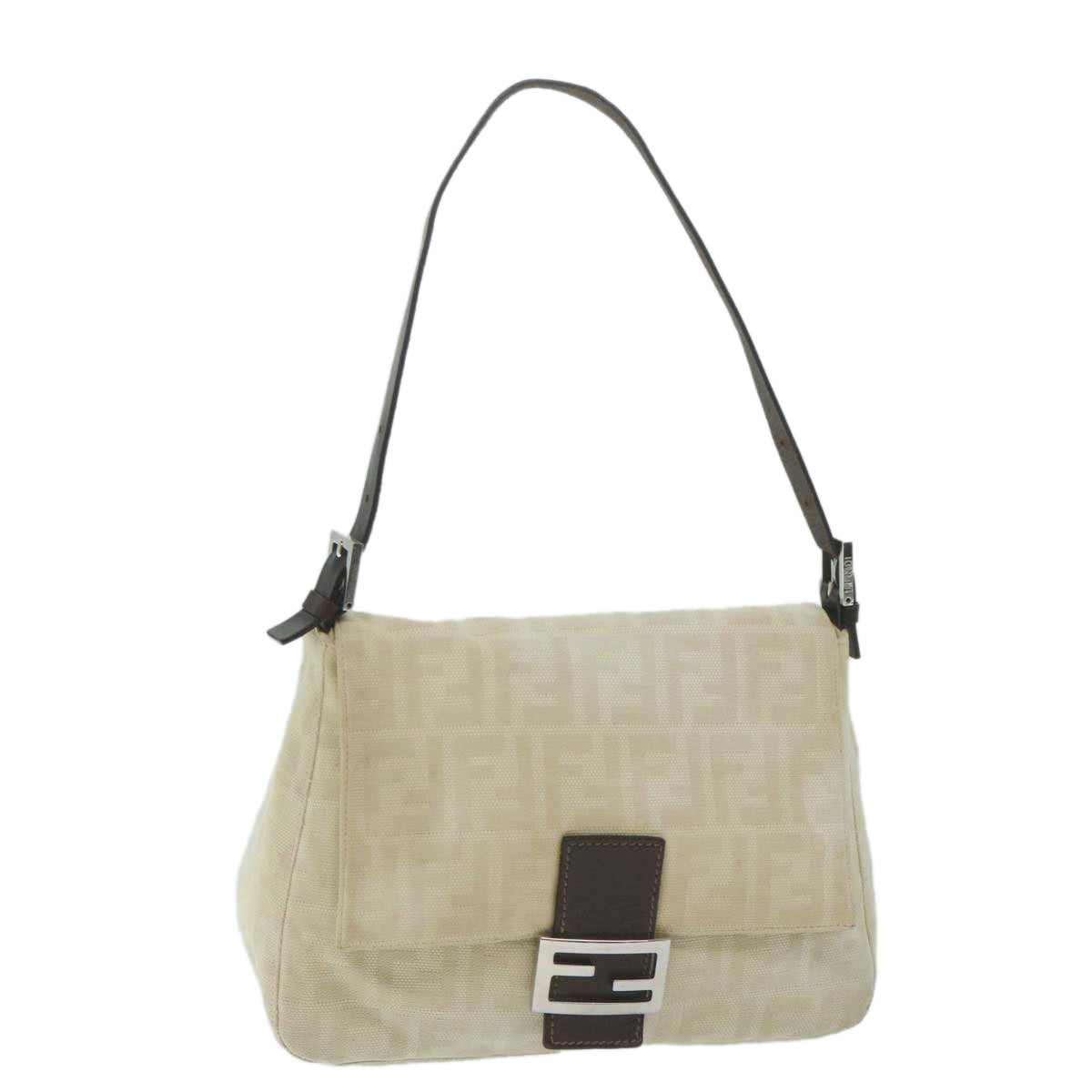Luxury FendiZucca Canvas Mamma Baguette Shoulder Bag Beige64596