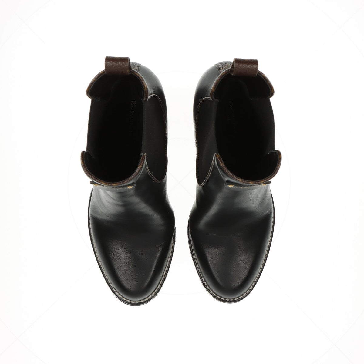Louis Vuitton LV Bubble Line 22 Years Leather  Fabric Side Goar Shoes 40  Black × Brown LS0252 Monogram Box  Bag