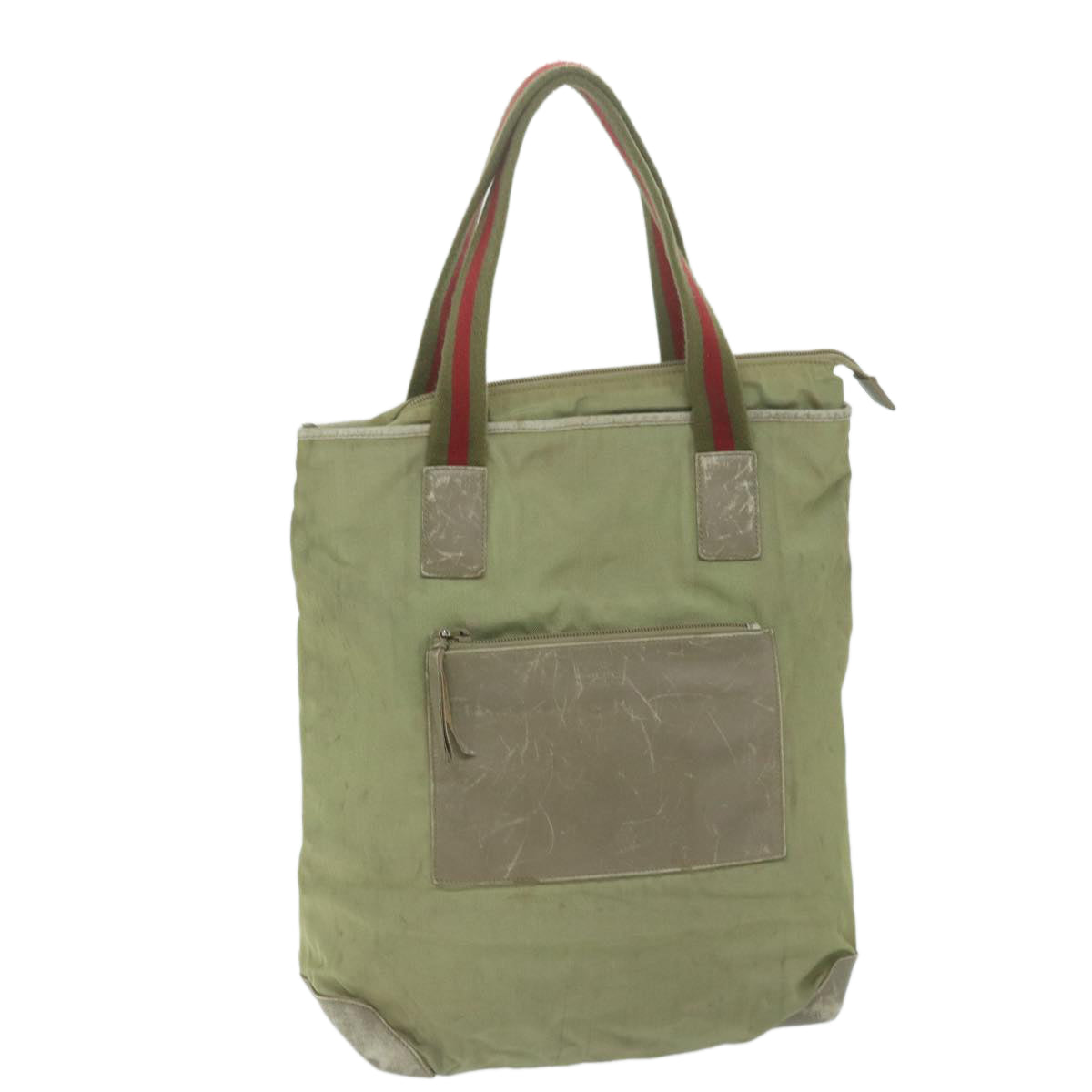 GUCCI GG Canvas Sherry Line Tote Bag Beige Red khaki 019 0401  64642