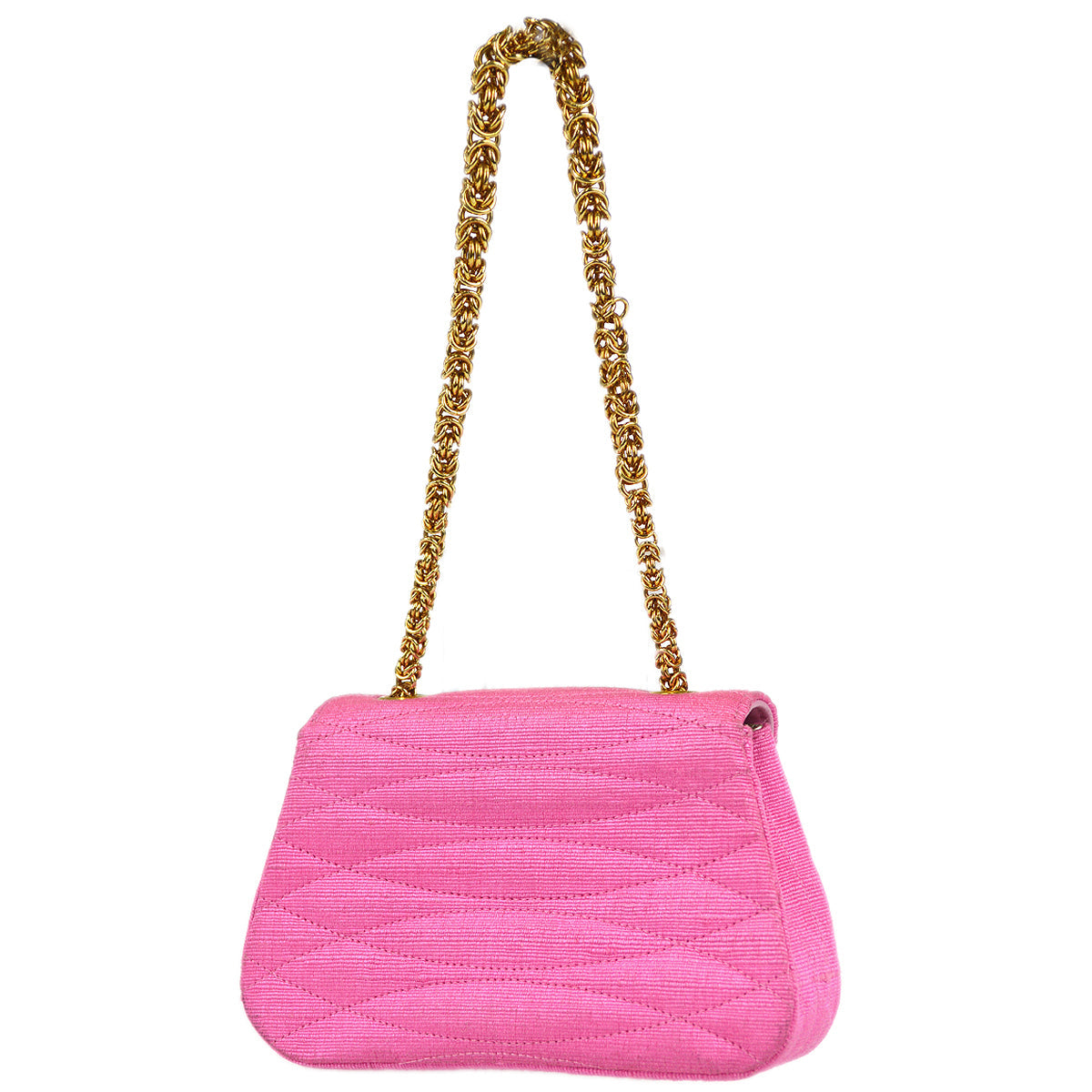 Luxury Chanel * 1991-1994 Diagonal Stitch Handbag Mini Pink Canvas