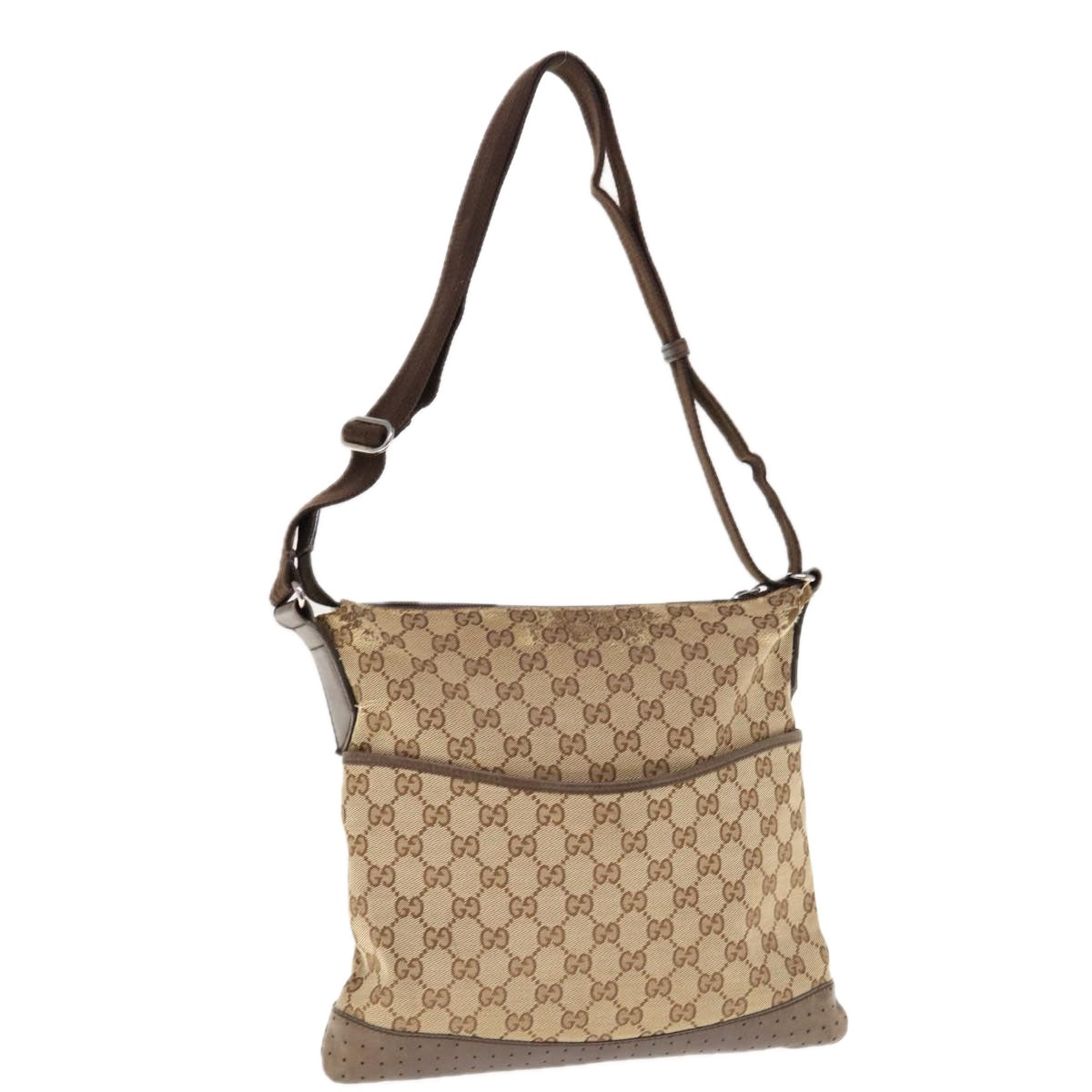 GUCCI GG Canvas Shoulder Bag Beige 145857  64778