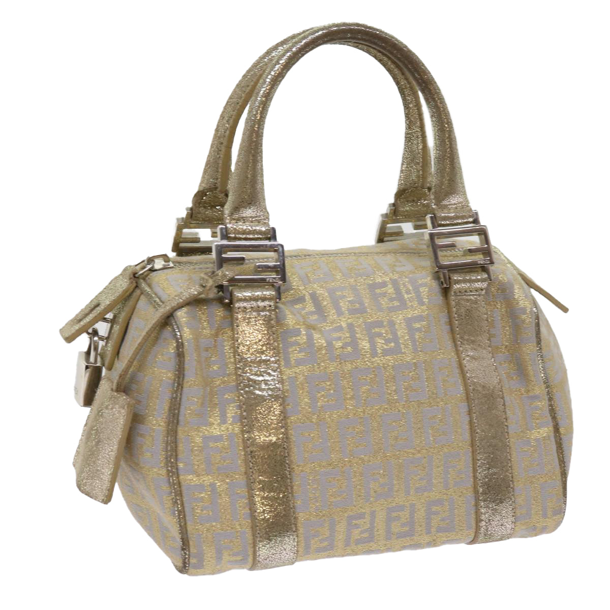 Luxury FendiZucchino Canvas Hand Bag Gold Silver64797