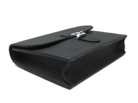 Luxury Hermes Briefcases H1048 Unisex Cow Leather Black