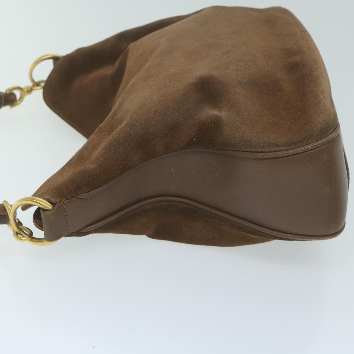 GUCCI Bamboo Shoulder Bag Suede 2way Brown  64867