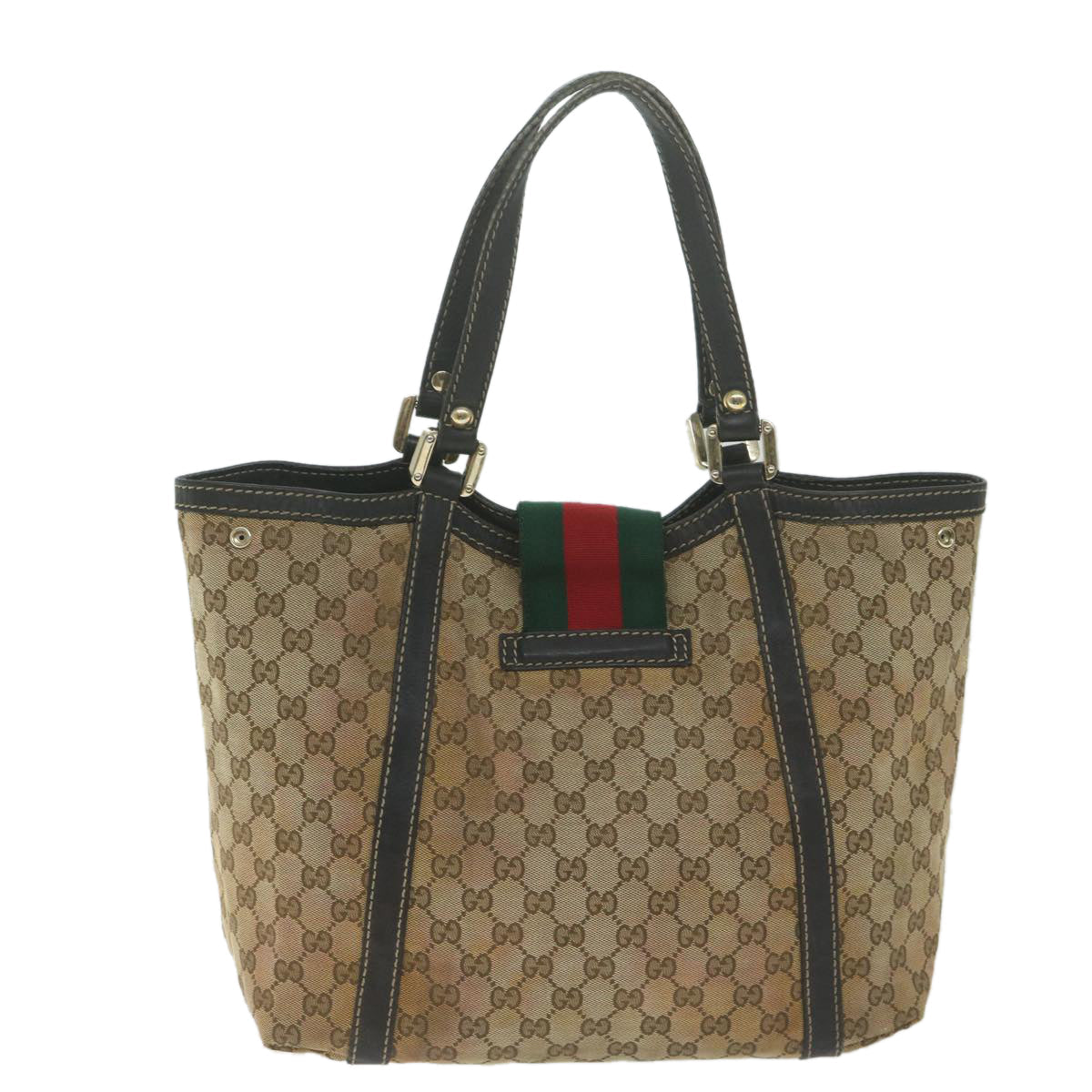 GUCCI GG Canvas Web Sherry Line Tote Bag Beige  64874