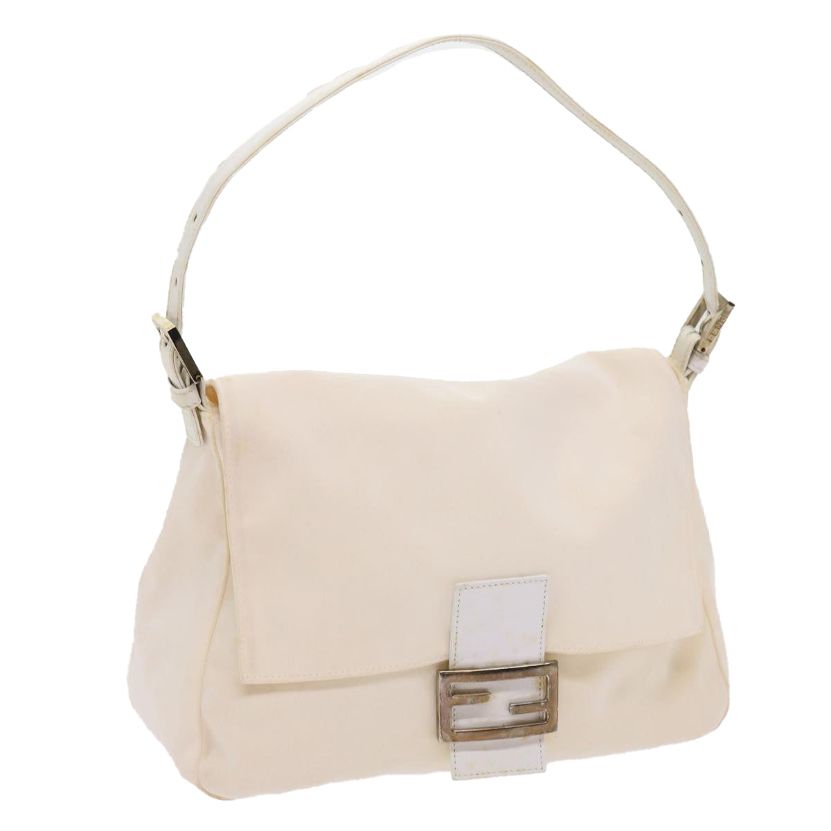 Luxury FendiMamma Baguette Shoulder Bag Nylon White64877
