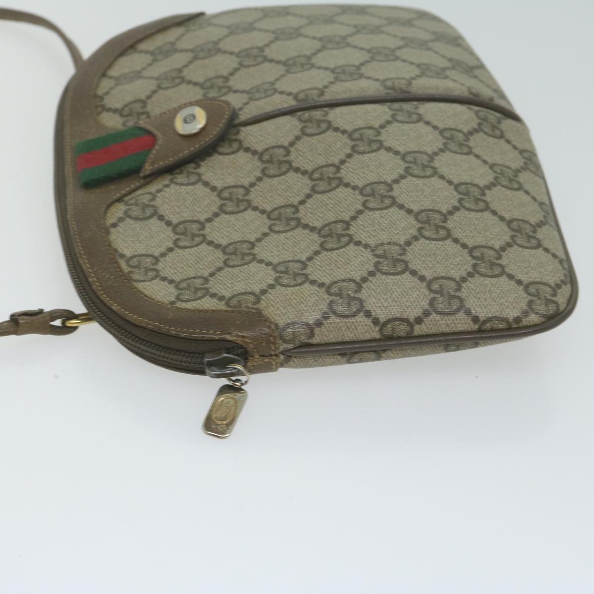 GUCCI GG Supreme Web Sherry Line Shoulder Bag PVC Beige Red Green  64931