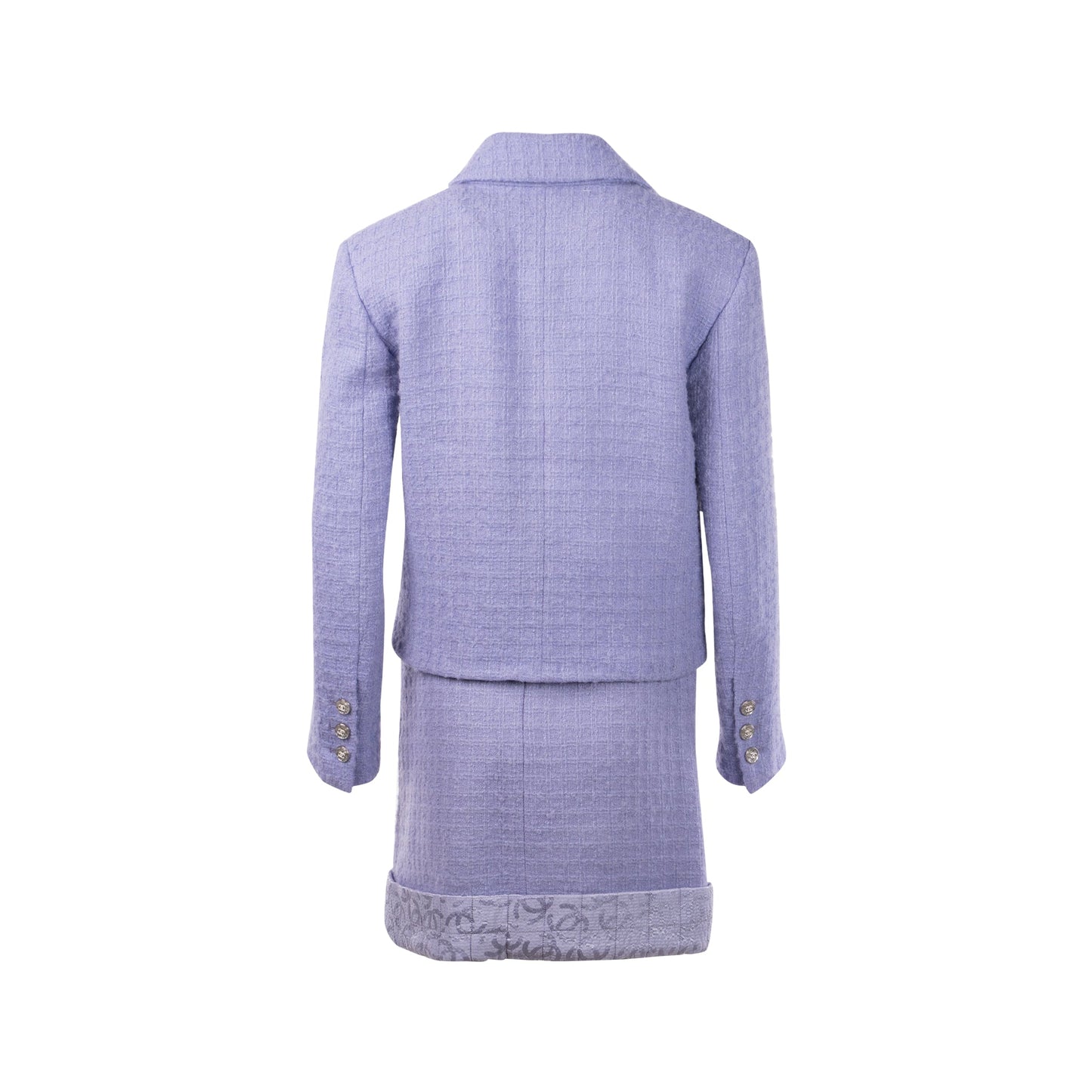 Chanel size 36 tweed jacket and Size 34 skirt suit laine wool/silk purple