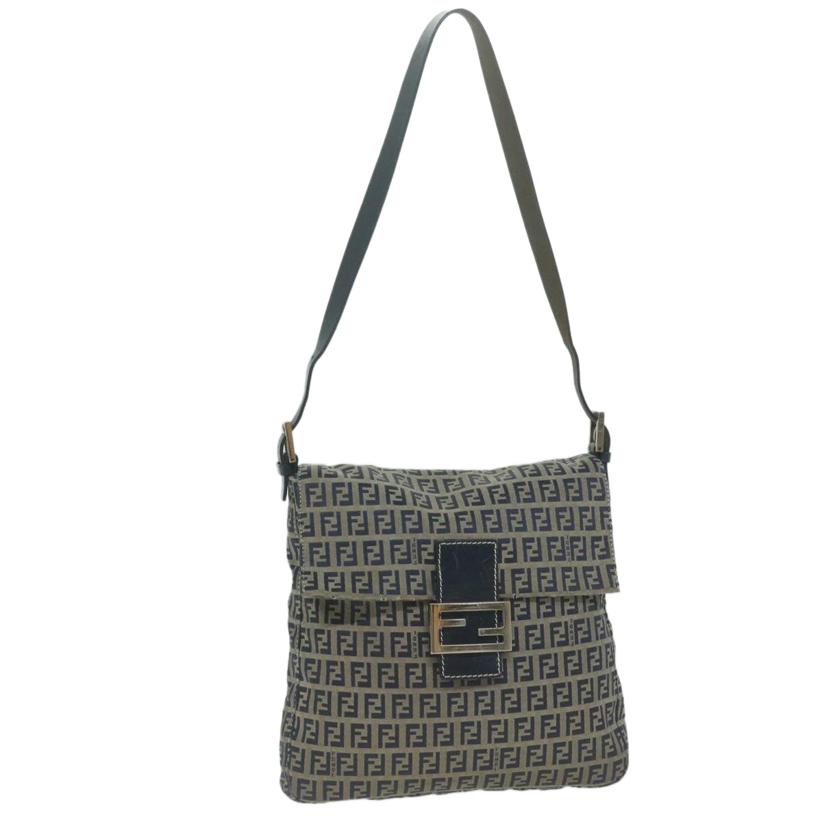 Luxury FendiZucchino Canvas Mamma Baguette Shoulder Bag Navy65015