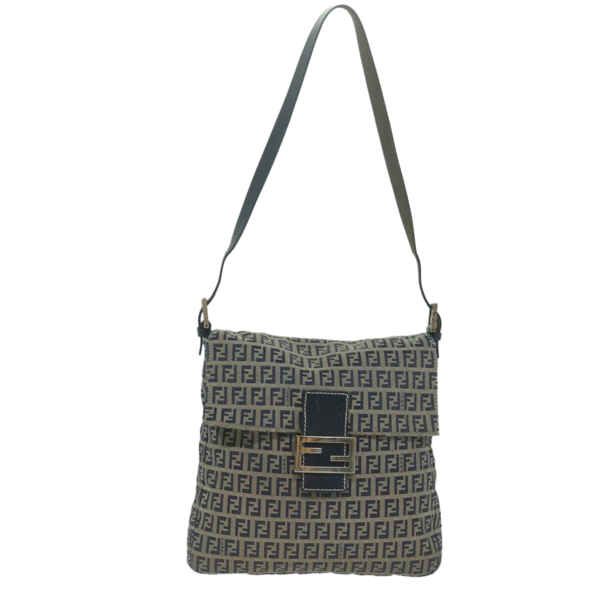 Luxury FendiZucchino Canvas Mamma Baguette Shoulder Bag Navy65015